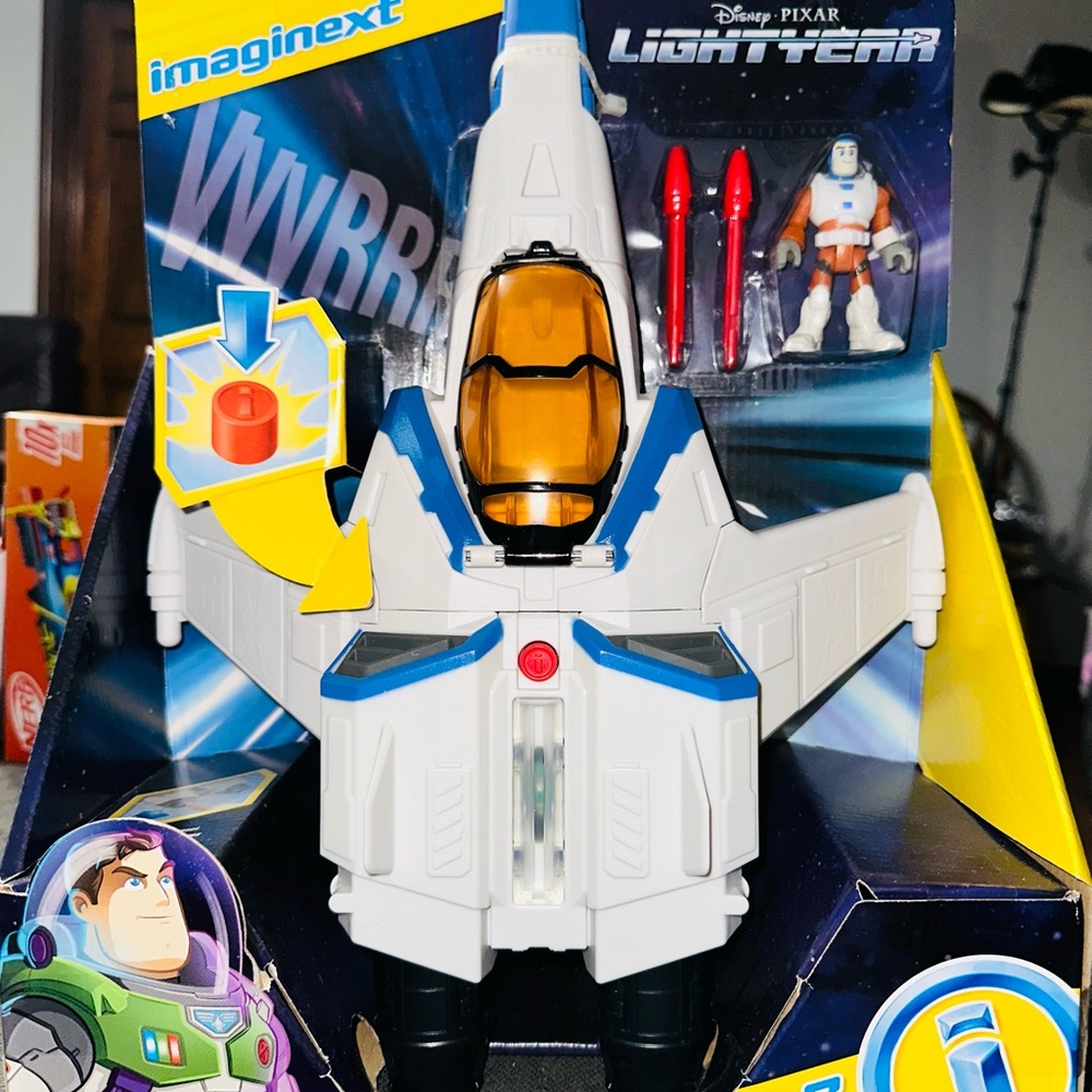 Buzz Lightyear Spaceship Toy - White and Blue Toy Story Imaginext